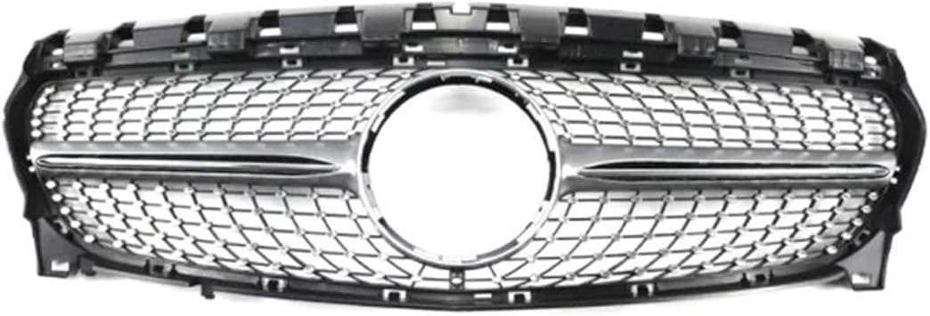 Front Bumper Grille Compatible for Mercedes -Benz CLA Class W117 2013-2015 Sport Racing Grill Diamond Facelift ABS AutoDiamond Silver