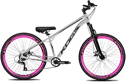 Bicicleta Aro 26 KOG Freeride 1x7 – Estilo Grau, Suspensão 29”, Freios a Disco, Aros Vmaxx Neon – Bike Urbana de Alta Performance, Prata