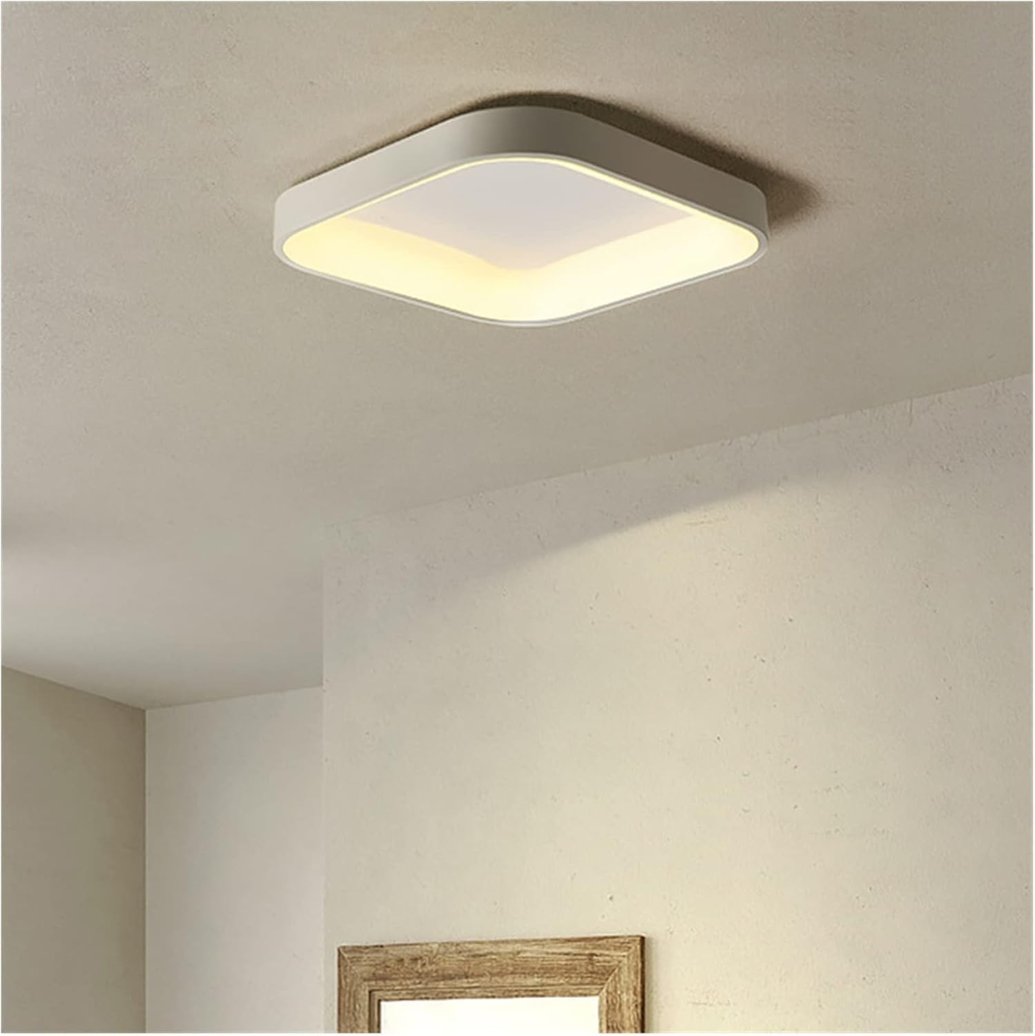 Modern Square Ceiling Light, 32W LED Chandelier Lamp with PMMA Lampshade for Bedroom, Dining Room, Living Room, Kitchen, and Hallway – Minimalist Flush Mount Ceiling Light Fixture