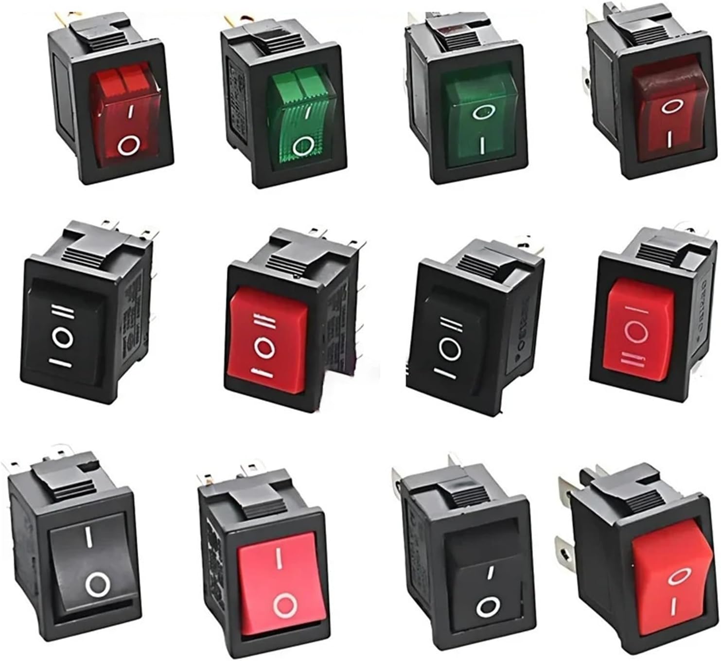 10/30/100 Pcs KCD1 Snap - in Boat Rocker Switch - SPST ON - Off, 2/3/4 Pin, 250V 6A (AC) / 125V 10A, 2P Toggle Power Snap Switch(Black 3Pin ON-Off-ON,30 PCS)