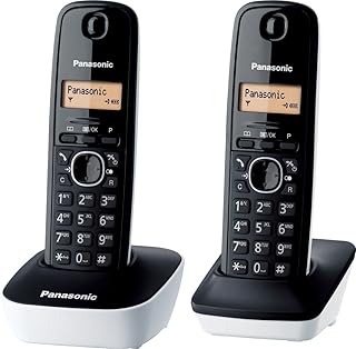 Panasonic KX-TG1612FRW - 2 teléfonos fijos inalámbricos DECT, Color Blanco/Negro (Importado) [versión importada]