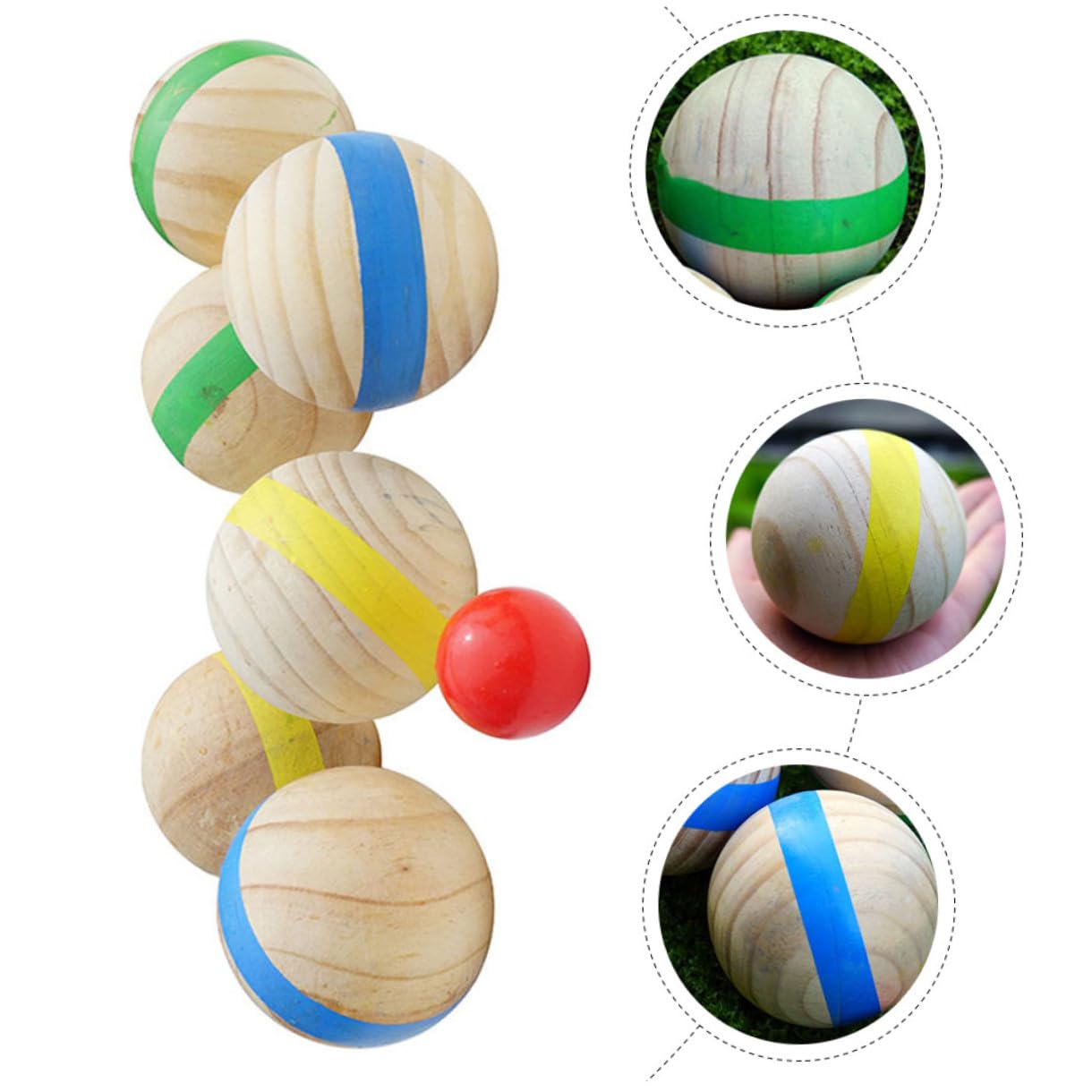 Bocce en Bois 7 Pièces Style Français pour Extérieur et Plage