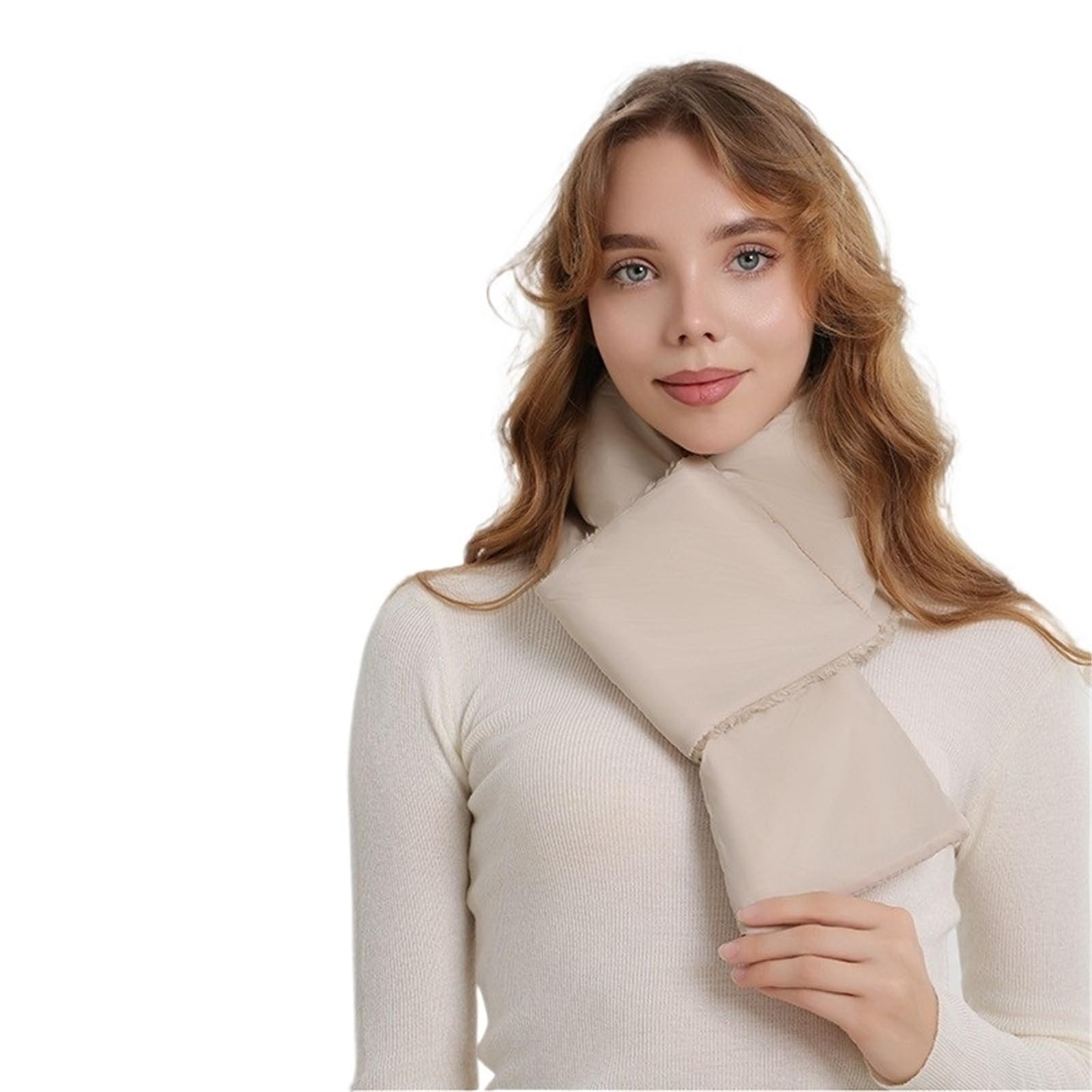 3-teiliger Winterschal for Damen und Herren, mit Daunen, Federn, Fleece gefüttert, Schal, dicker Plüsch, Halswärmer, winddicht, for kaltes Wetter, Modeaccessoire Für Camping, Wandern