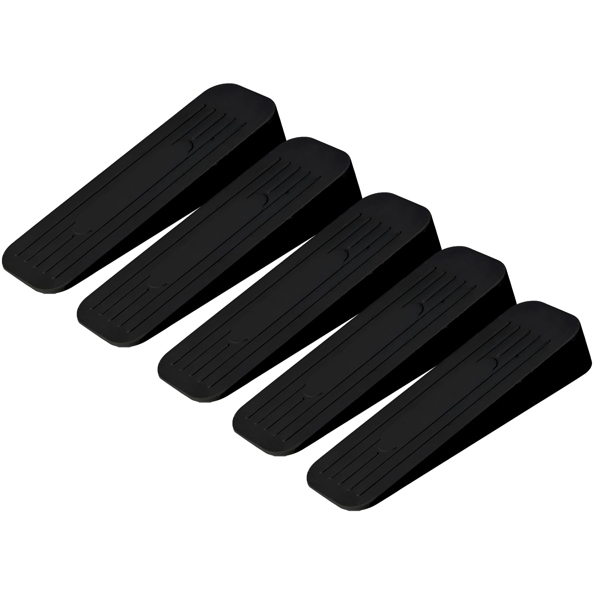Door Stop - 5 x Black Door Stoppers for Floor Anti-Skid, Durable, and Heavy Duty Rubber Doors Stop - Ideal for All Types of Surfaces - Doors Wedge Indoors for Homes, Offices and Work - Concept4u