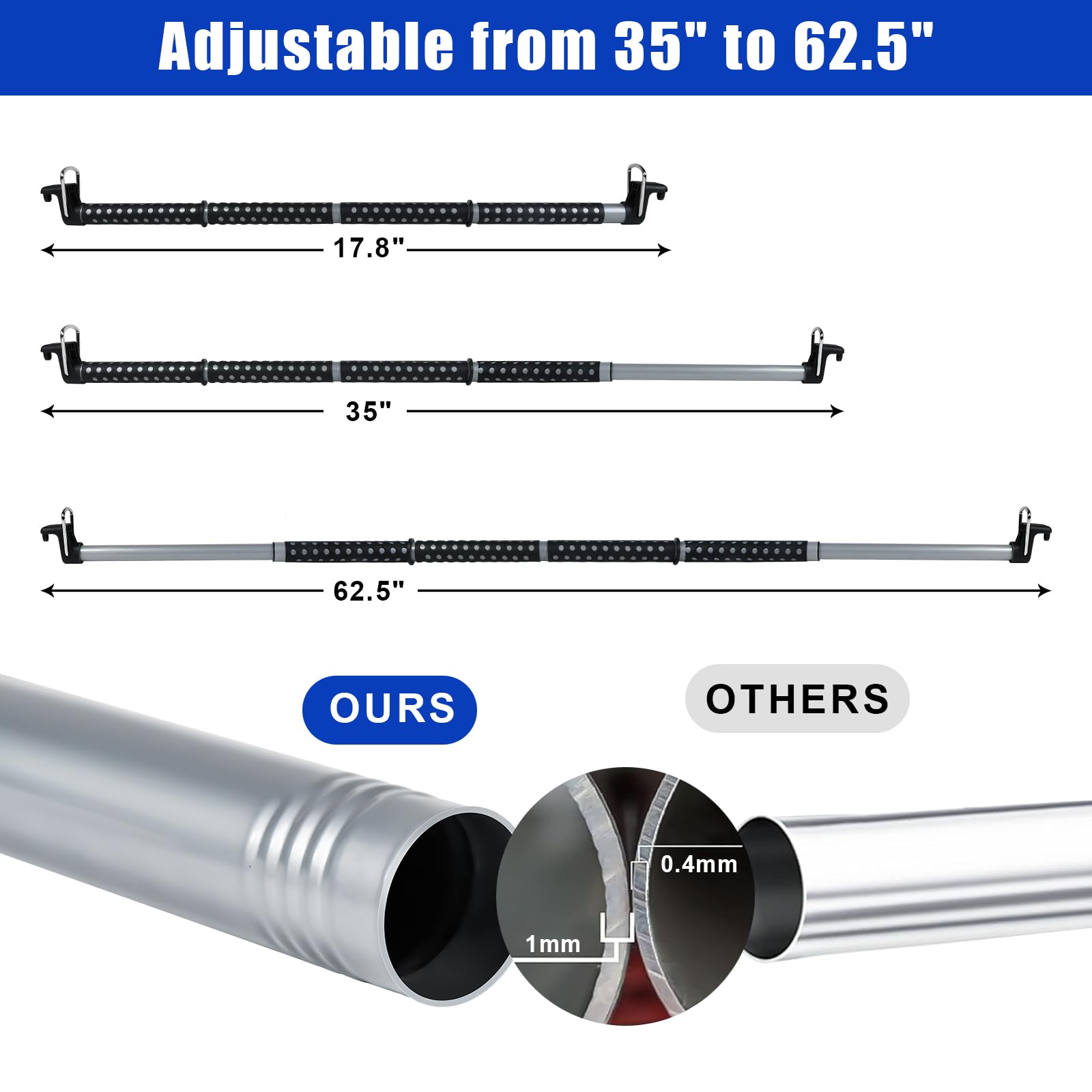 Beinhome Barra appendiabiti espandibile per auto, in metallo resistente, estesa fino a 160 cm, adatta per la maggior parte delle auto, camion, SUV, furgoni, camper, dormitorio universitario,