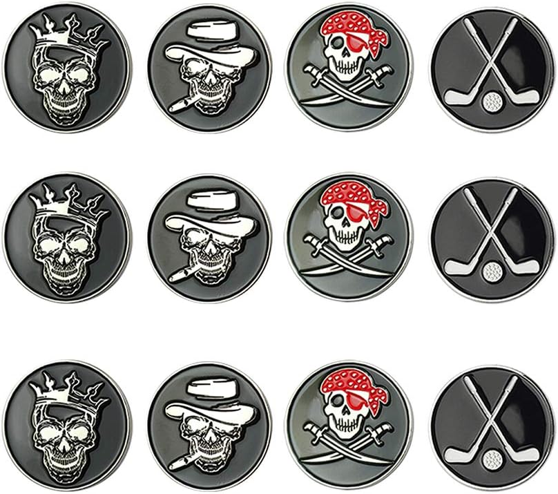 GOLTERSGolf Ball Markers Assorted Patterns Value Pack of 12 Golf Gifts, Golf Cap Clips and Divot Repair Tools Partner Accessories Sets for Men Women Golfer