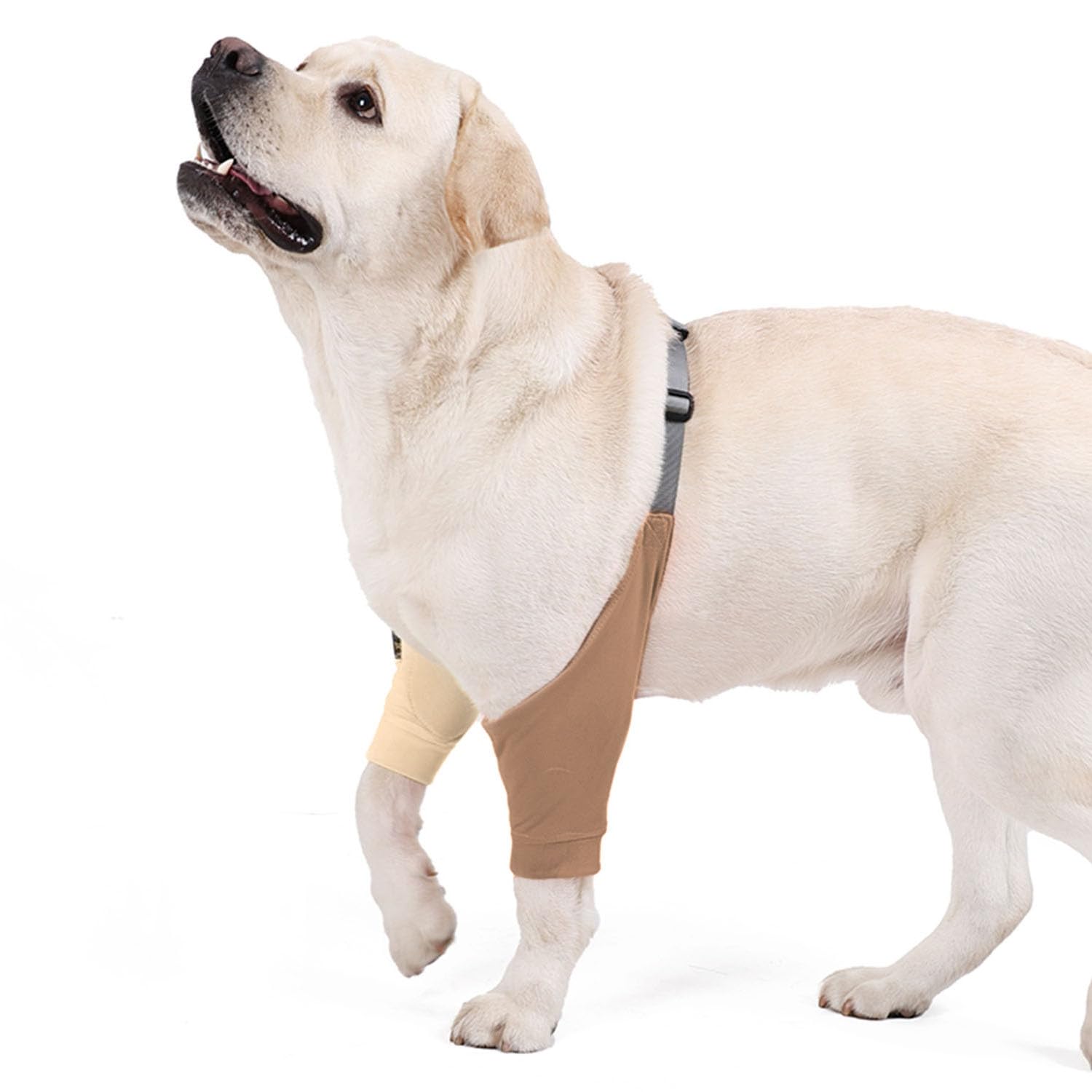 HDKUW Dog Elbow Protector for Calluses, Recovery Suit for Front Legs, Cone Collar Alternative to Stop Licking Wounds, Cover Sleeve for Small Medium Large Dogs - Brown L