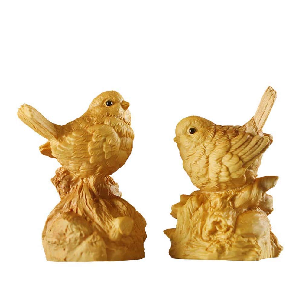 YNIYUJKL Feng Shui Ornaments Boxwood Birds Statue,Wood Chinese Decor Figurine,Home And Office Sculpture