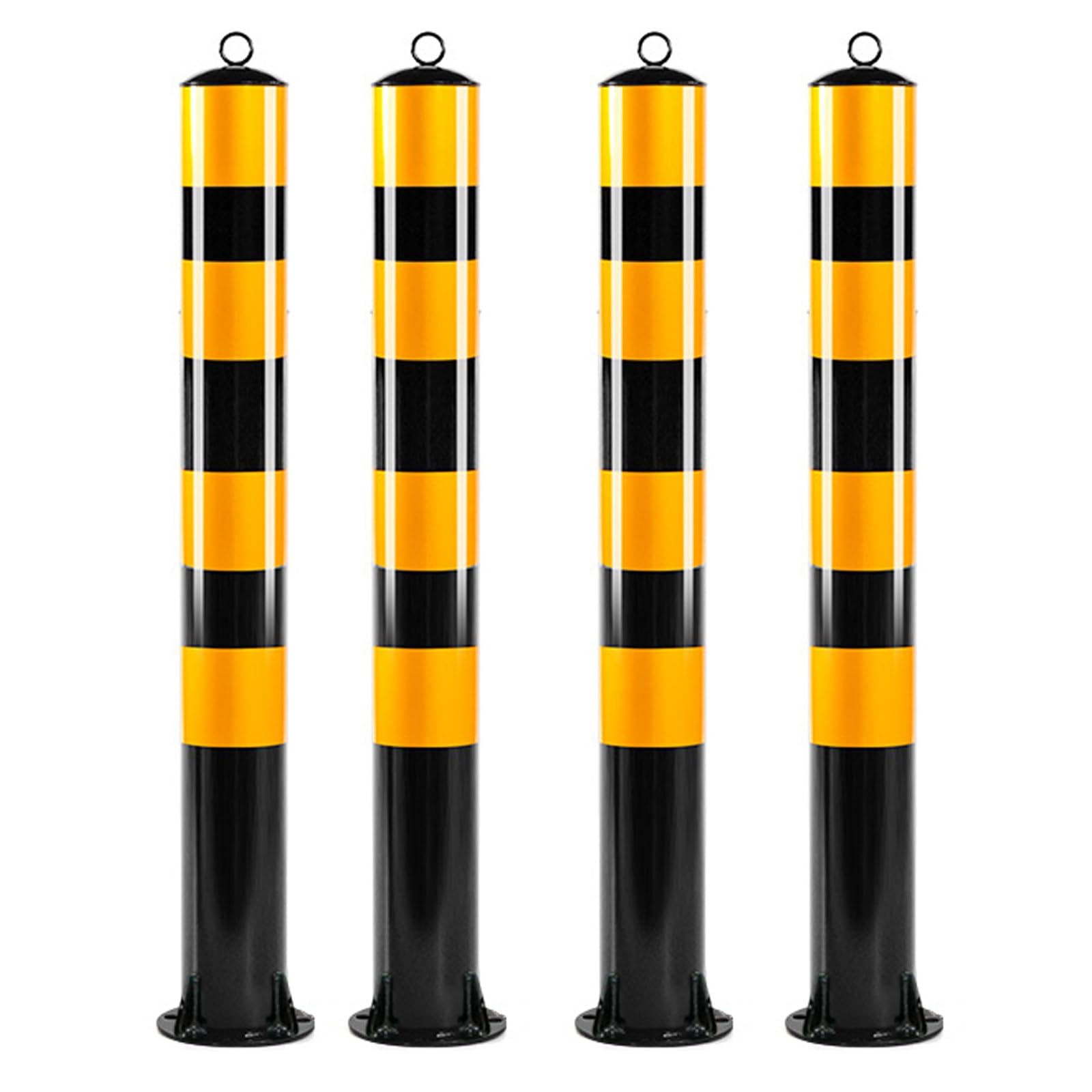 Barrières de sécurité routière noires de 120 cm pour parkings | Lot de 4 glissières