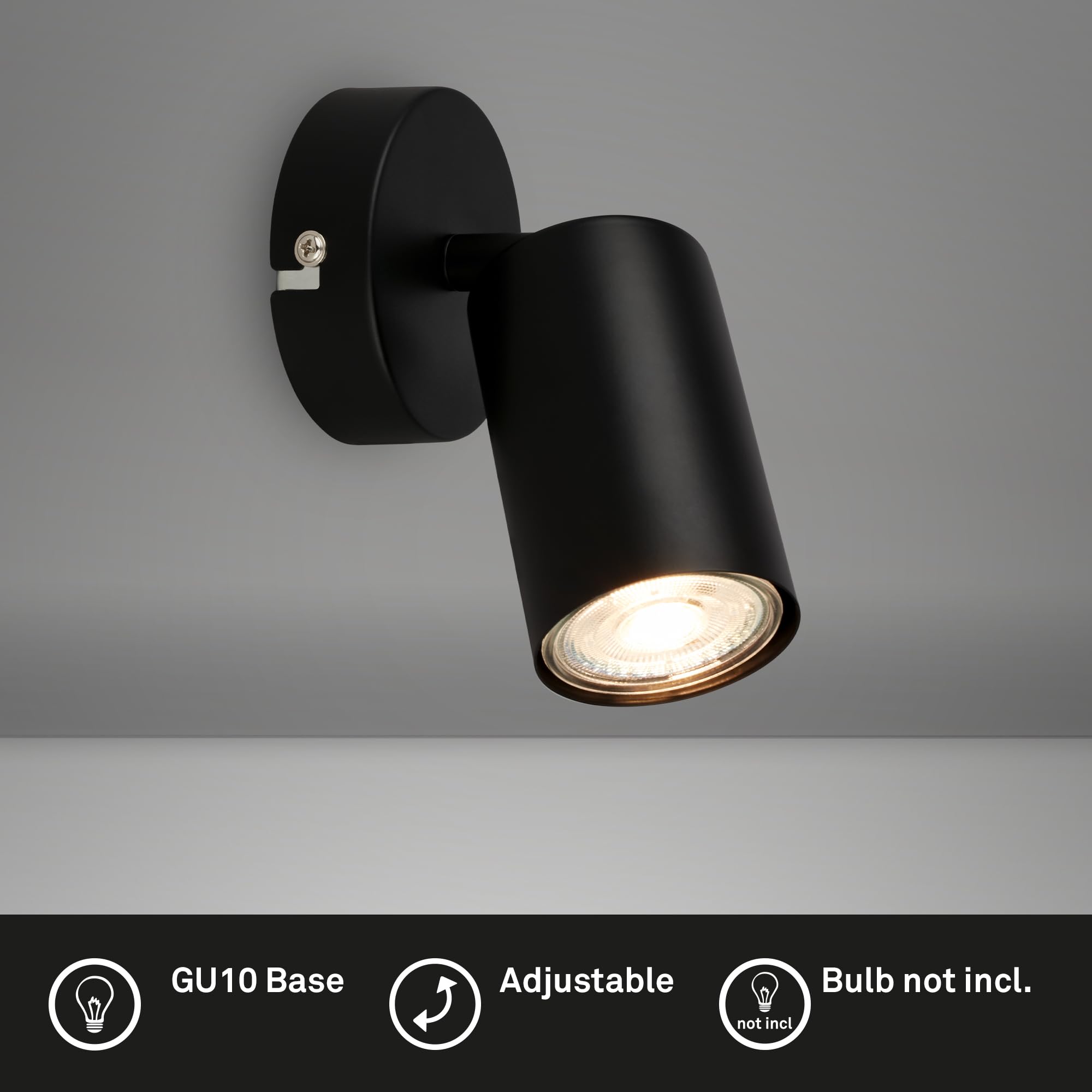 BRILONER - Aplique de Pared Interior Orientable, Casquillo GU10, Máx. 9W, Lámpara para Dormitorio, Focos, 8x15.5 cm, Negro