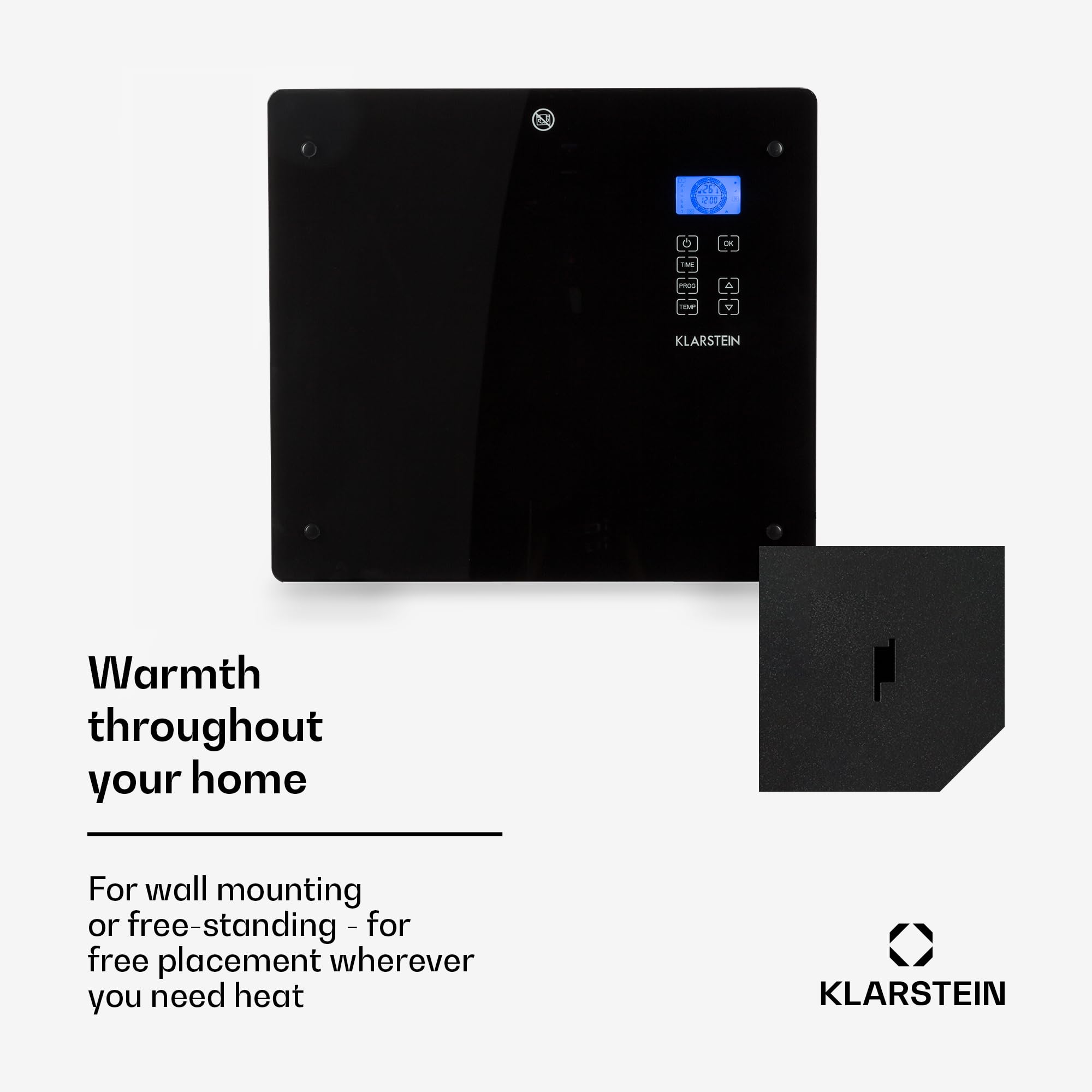 Klarstein Grzejnik elektryczny, Grzejnik konwektorowy na kółkach, Przenośny energooszczędny, Smukły, cichy elektryczny, Wolnostojący z termostatem, 1000 W