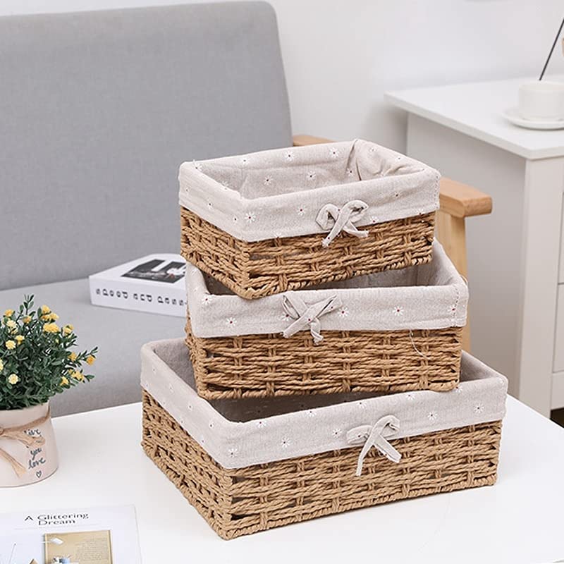 Cesta de Almacenamiento, Accesorios de Cocina y Dormitorio, Escritorio de ratán Tejido a Mano, Cesta de Mimbre, artículos para el hogar