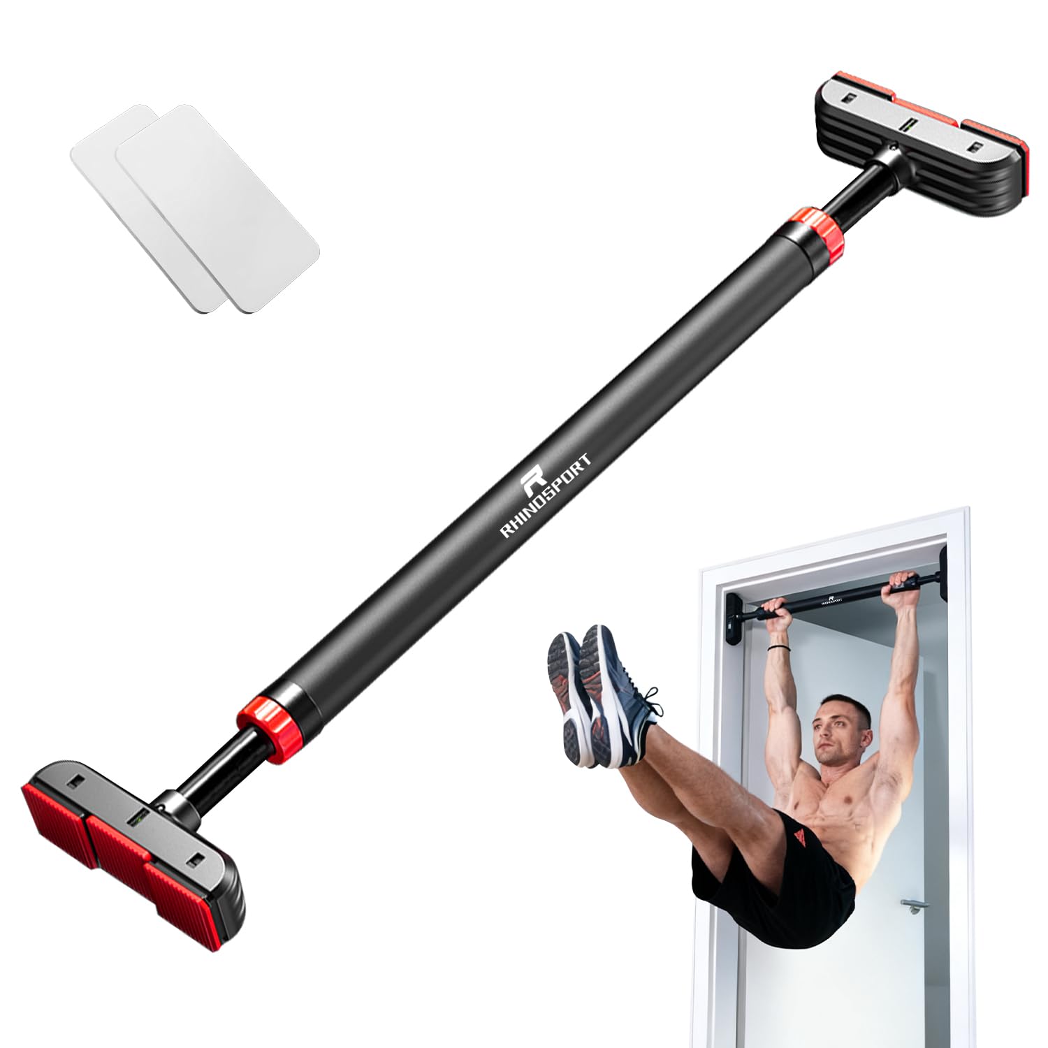 RHINOSPORT Door Pull Up Bar Doorway No-Screw from 69-92 cm 27 1in-36 2in Workout Equipment for Home Gym
