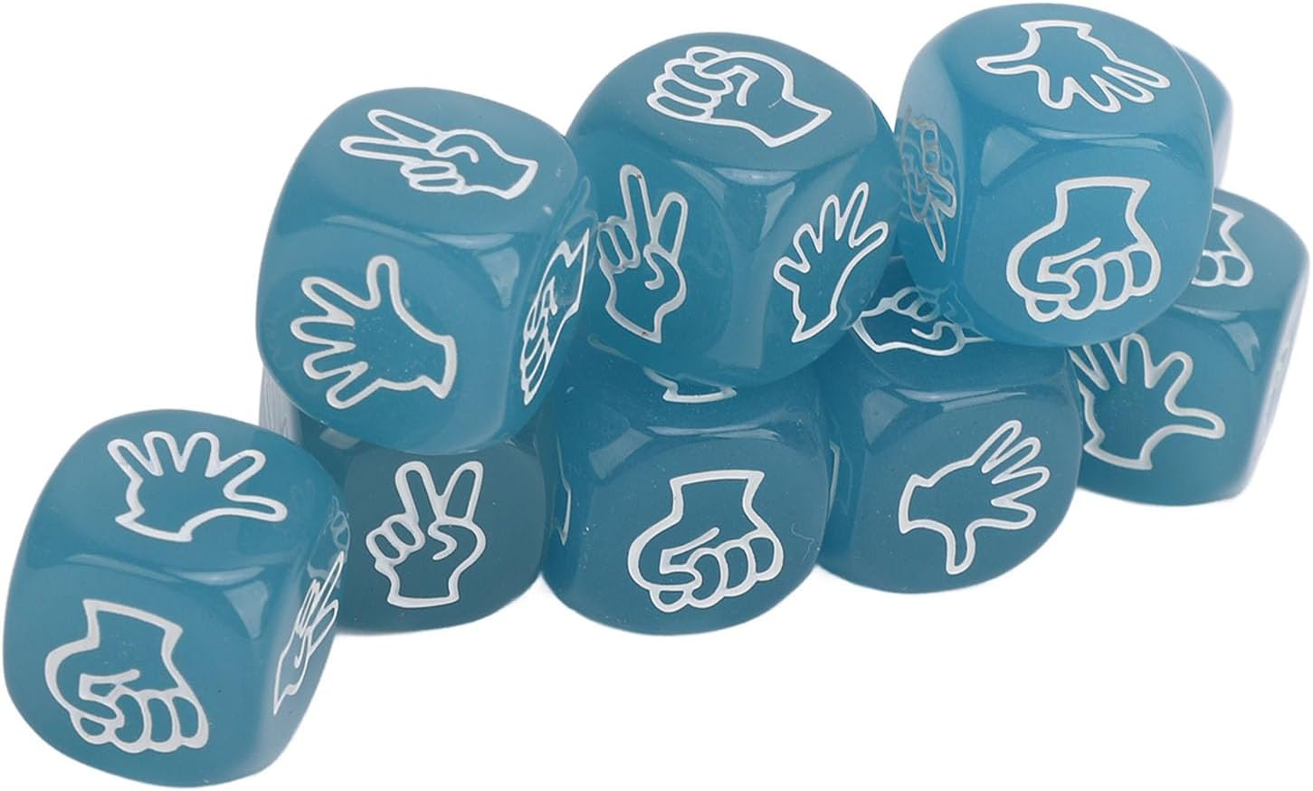 Generic 10pcs Finger Guessing Dice, Luminous Rock Scissors Paper Dice Set, Glow in The Dark Feature with Board Game Use, Ideal for Entertainment (Blue)