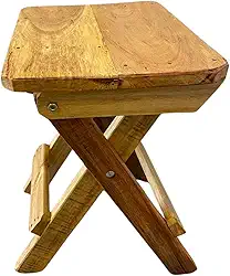 Banquinho Banqueta Banco Madeira Maciça Altura 44cm Dobrável Portátil Eucalipto