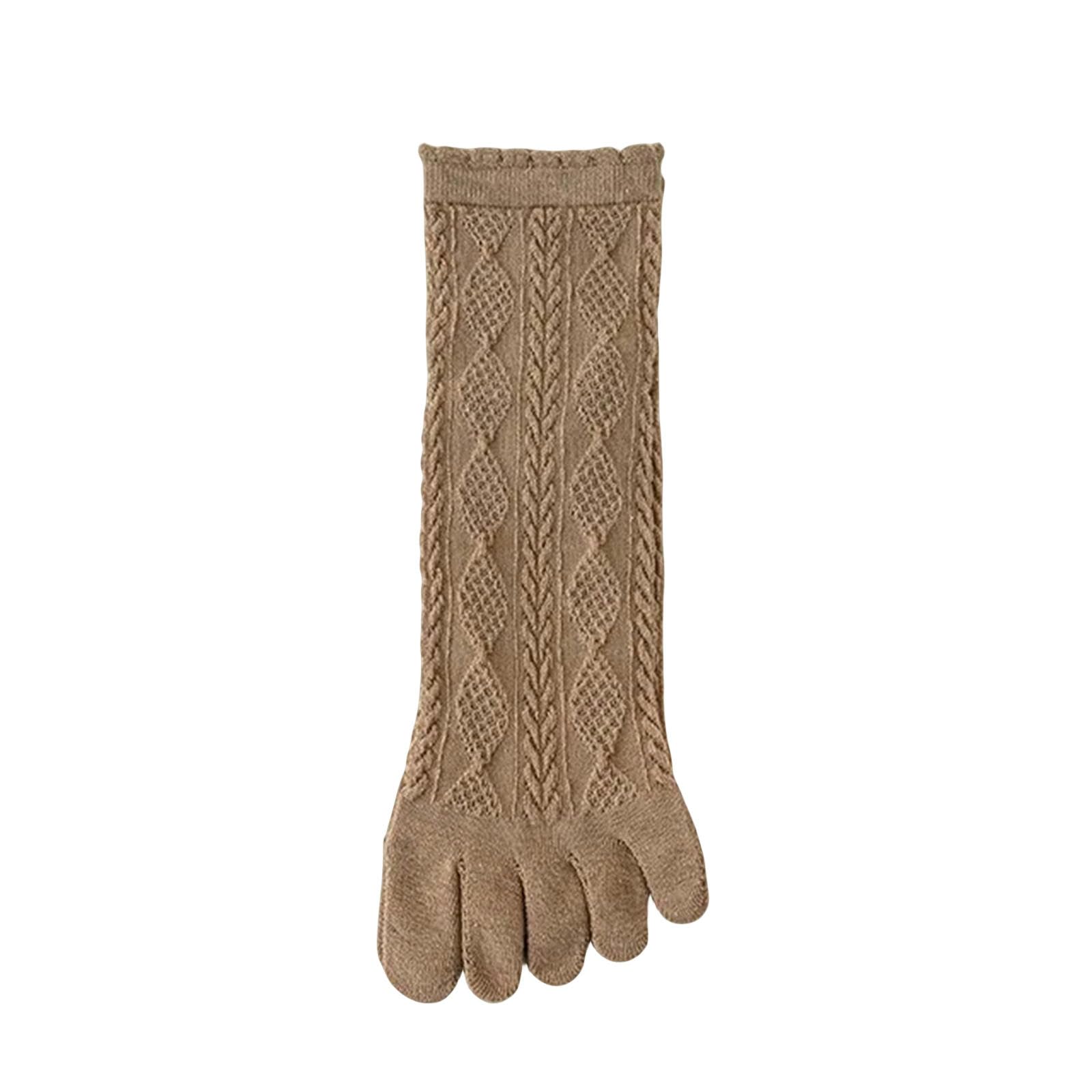 Calcetines Hombre Calcetines De Tubo Medio De Verano para Mujeres Tubo De Cinco Medias De Dedo Calcetines De Algodón Que Absorben Sudor-Marrón-Talla Única