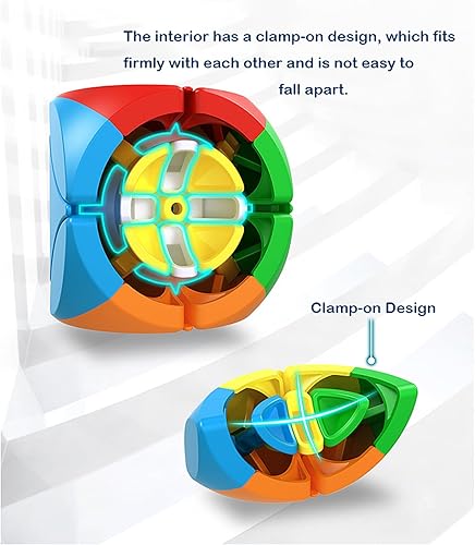 Miniatura 7 de AI-YUN Cubo de velocidad de trébol de 3 x 3, cubo mágico de trébol de 3 x 3 sin calcomanías, juguetes de rompecabezas de cubo torcido Skewb,