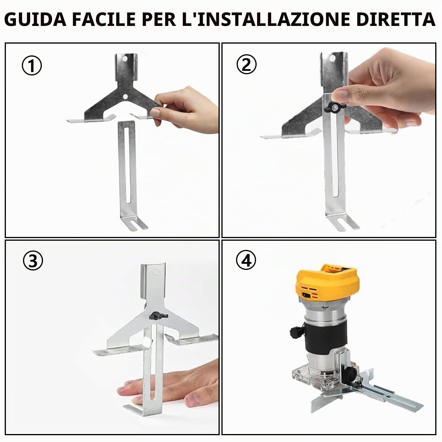 Fresatrice Verticale Compatibile con Dewalt 20V Batteria, Fresa Senza Spazzole da 1300W, 6 Velocità Portatile Fresatrice a Mano con Ruota di Guida, Guida Dritta, 15 Frese e 2 Chiavi (Senza Batteria)