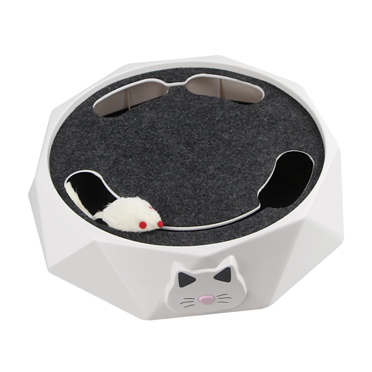YARNOW Jouet Électrique Interactif pour Chaton Souris Fouisseuse en Abs Blanc, Fonctionnant 3 Piles AA, pour Stimuler Le Jeu Intérieur des Chats