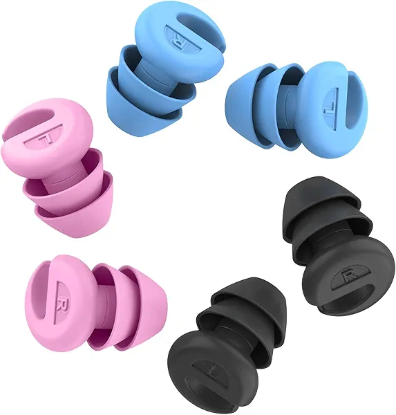 Ear Plugs for Sleeping Noise Cancelling, 38dB Noise Reduction Earplugs, Silicone Reusable Hearing Protection Ear Plug, Waterproof Earplug Suitable for Sleeping, Study, Travel, Concerts (3Pairs)