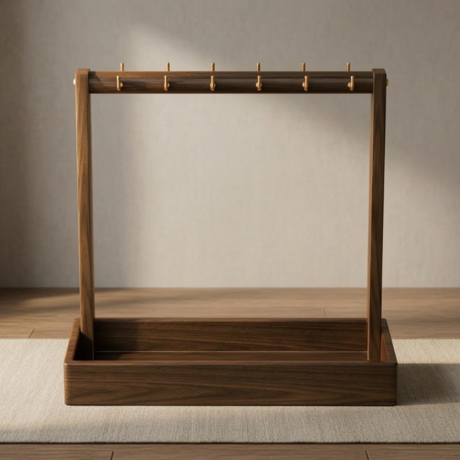 Rack Organizador Madera con Ganchos Compacto Organizador Entrada con 12 Ganchos Práctico Repisa Organizadora para Dormitorio, Con, Sin Fieltro