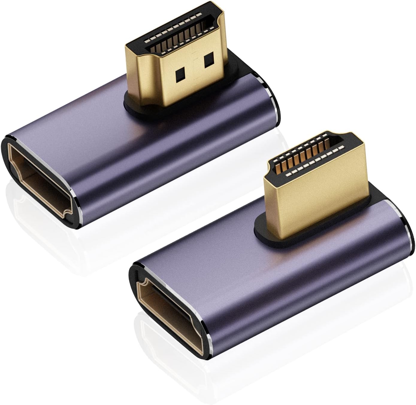AreMe Adaptador HDMI 8K 90° 270° 2 Pack, Macho a Hembra Aluminio Púrpura