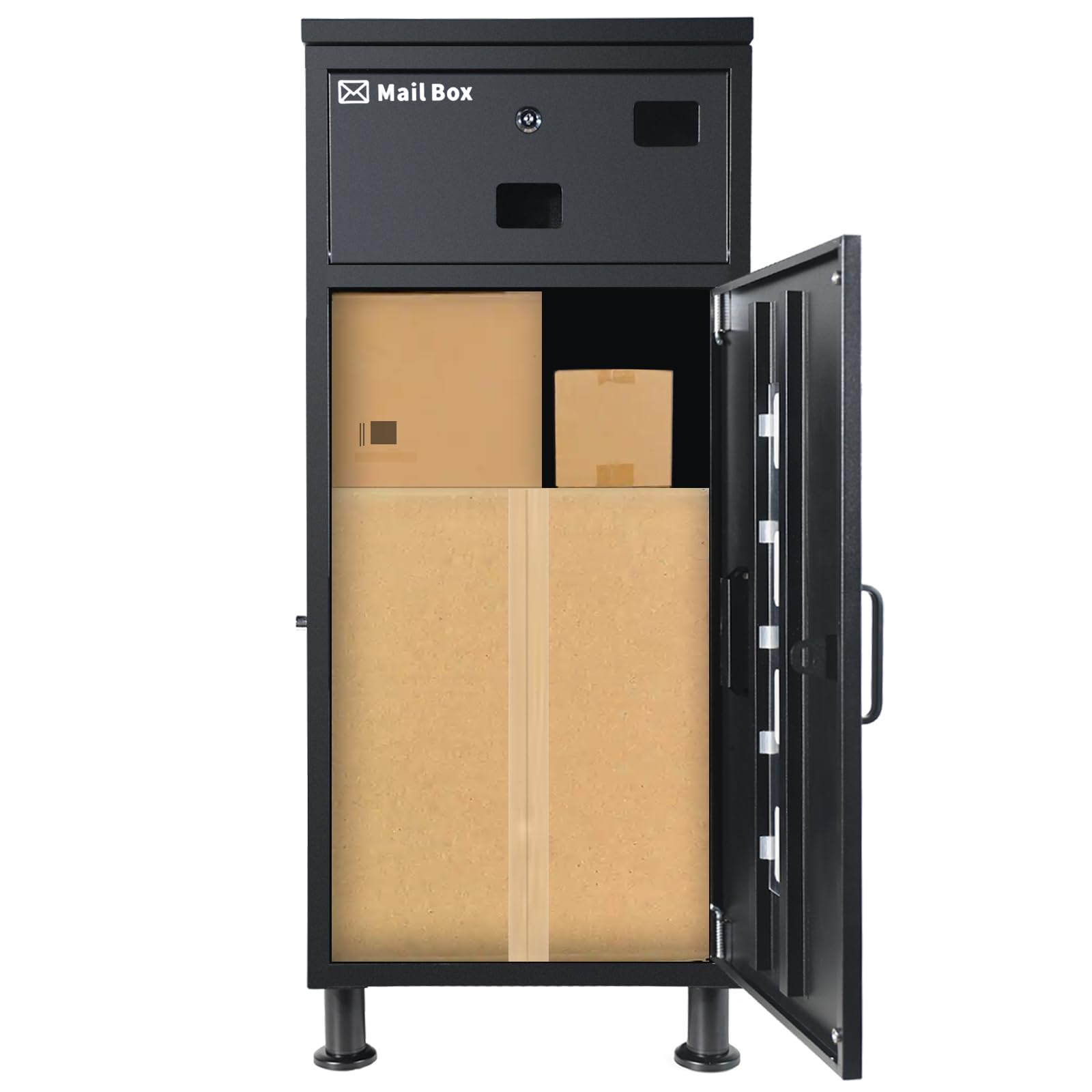 buzon Paquetes exterior850x400x400mmBloqueable, antirrobo, Base Ajustable, Resistente a la Lluvia y a la oxidación.Servicios de Entrega de Correo y paquetería a Domicilio-Gris Antracita.