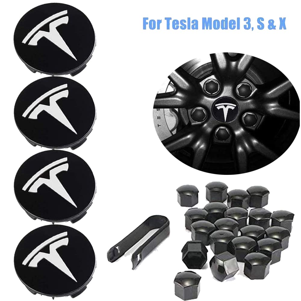 Tesla Model Y Factory Center Cap Set And Wheel Lug Nut Cover Set - T Sportline - Tesla Model S, 3, X & Y Accessories