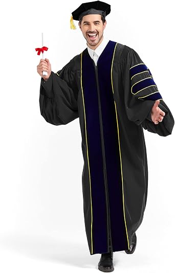 دكتور ممتاز Tam Gown لأستاذ جامعي خريجي الدكتوراه Golden Trim Common Fit Unisex