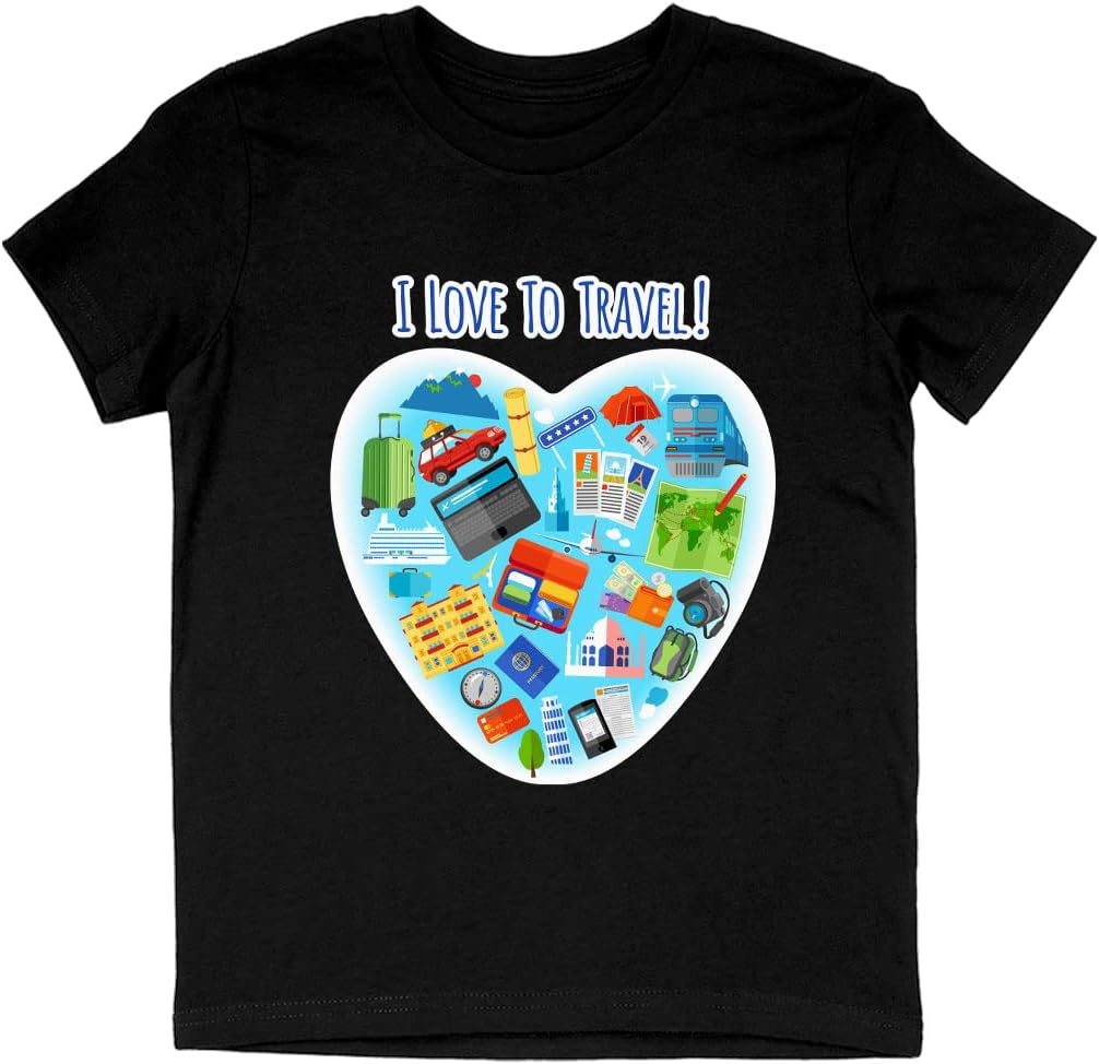 Travel Love Kids' T-Shirt - Heart T-Shirt - Cute Tee Shirt for Kids