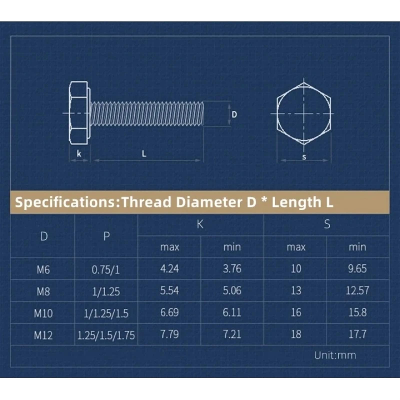 1~5pz Vite A Testa Esagonale Esterna A Filettatura Fine M8 M10 - Foto 9