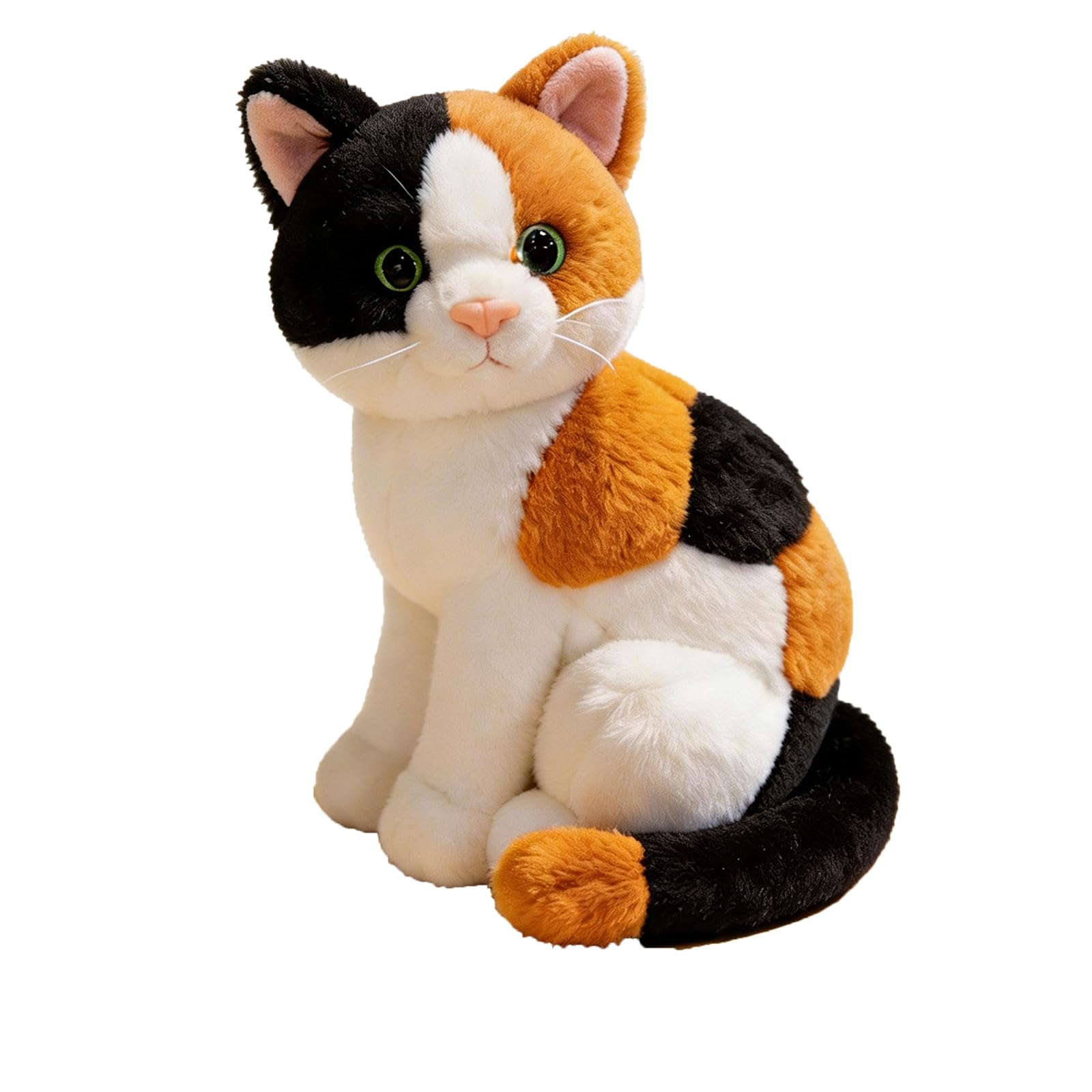 ZBELLO Realistic Cat Plush, 26cm Simulation Sitting Cat Soft Toy, Kitten Plush Toy, Cuddly Cushion, for Cuddling and Playing, Gift For Boys and Girls (Calico)