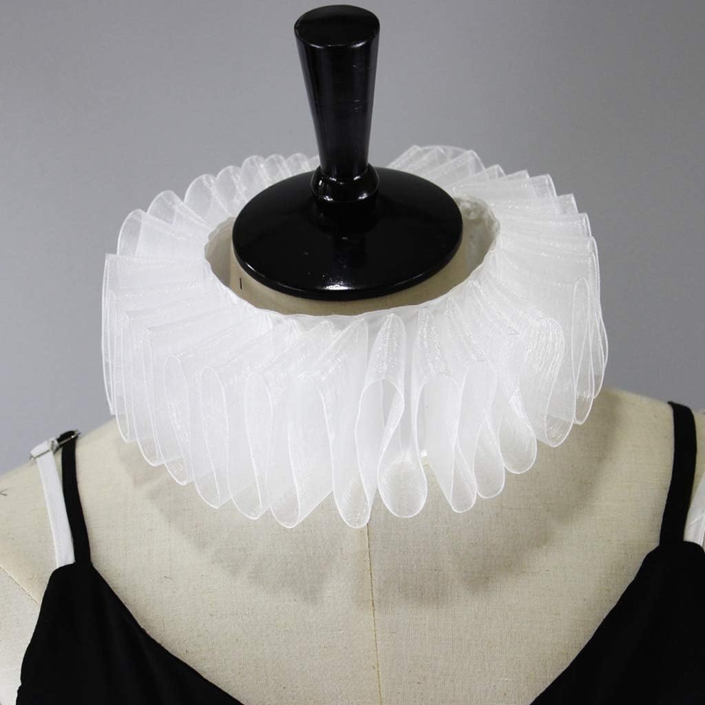 Elizabethan Lace Trim Ruff Collar Soft Adjustable Ribbon for Dresses Skirts Tops Ruff Collar