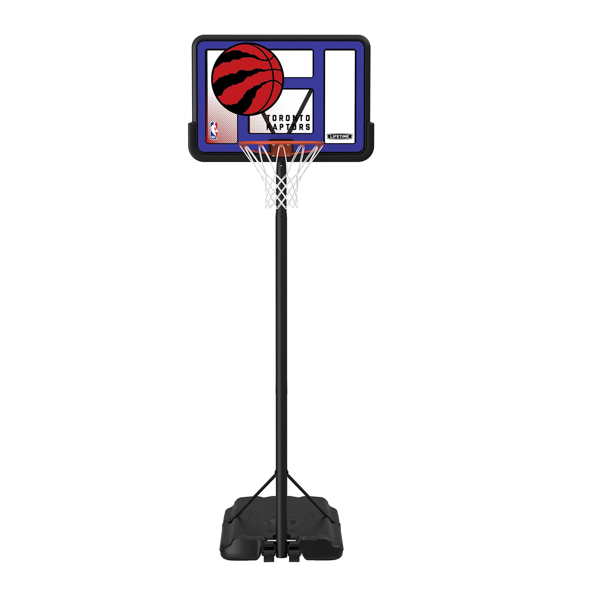 Lifetime NBA Toronto Raptors Portable Basketball Hoop, Adjustable Height 7.5-10 Ft, 44 Inch Shatterproof Fusion Backboard, Base with Wheels