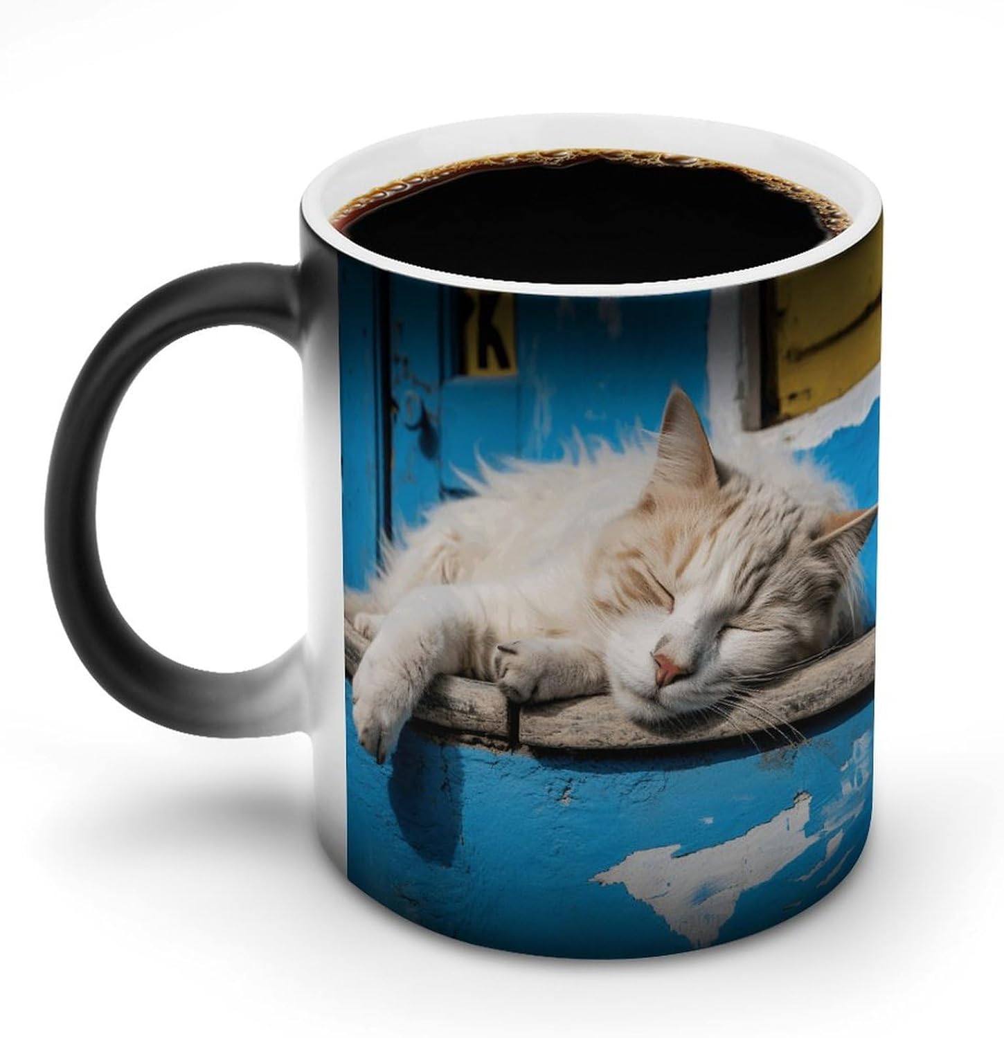 Color Changing Cups,Sleeping Little Cat Printed 11 Oz Ceramic Cups for Birthday Men Women