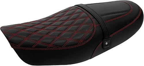 Miniatura 9 de TCT-MOTORPARTS Asiento de pasajero de una pieza para Kawasaki Z900RS ZR900 2018-2024 (negro y rojo)