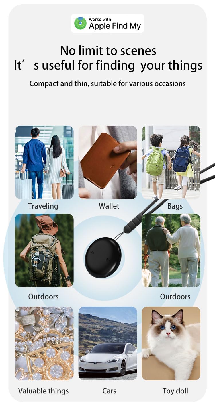 S10 Air Tag Lot de 2 : Tracker Bluetooth intelligent et localisateur d'articles fonctionne avec Apple Find My (iOS uniquement), étanche IP66, compact et durable pour clés, sacs, bagages (pas