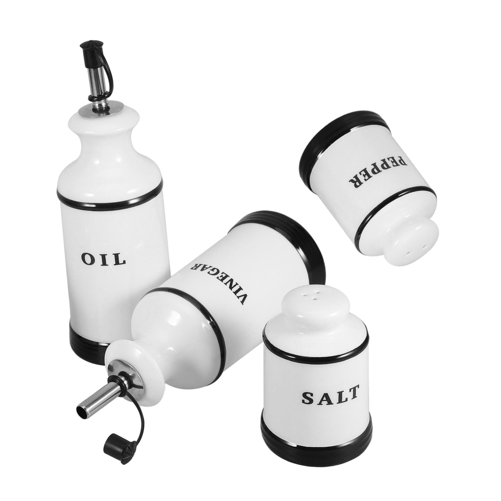 GLEAVI 4piezas Frascos De Condimentos De Cerámica Para Cocina Botes Para Aceite y Vinagre Salero y Pimentero Contenedor Para Especias Unidades Para Restaurantes y Cocinas