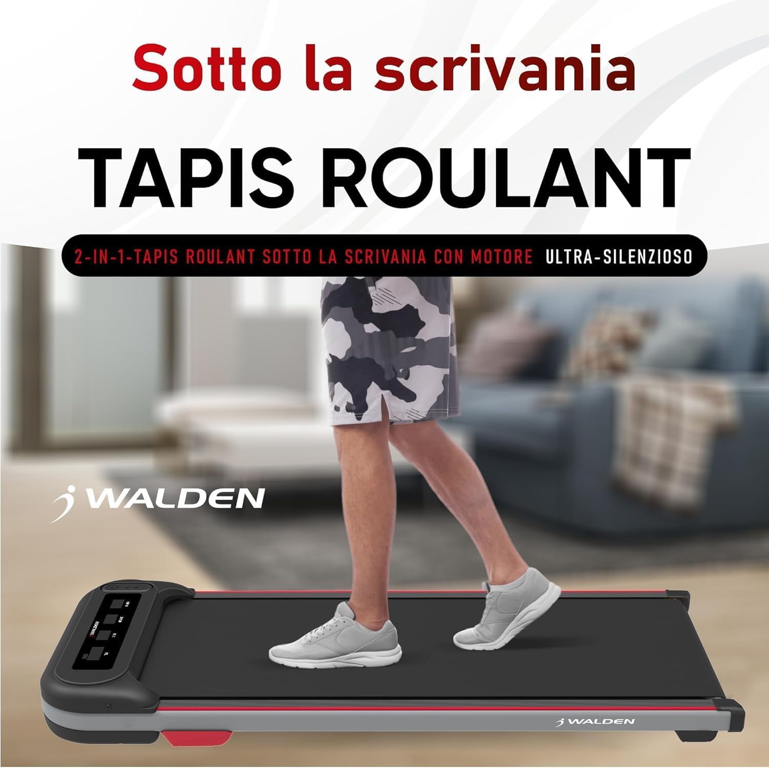Tapis roulant pieghevole per casa e ufficio Motore 0,75 PS ultrasottile da Walking Pad 1 a 6 km/h sotto la scrivania da