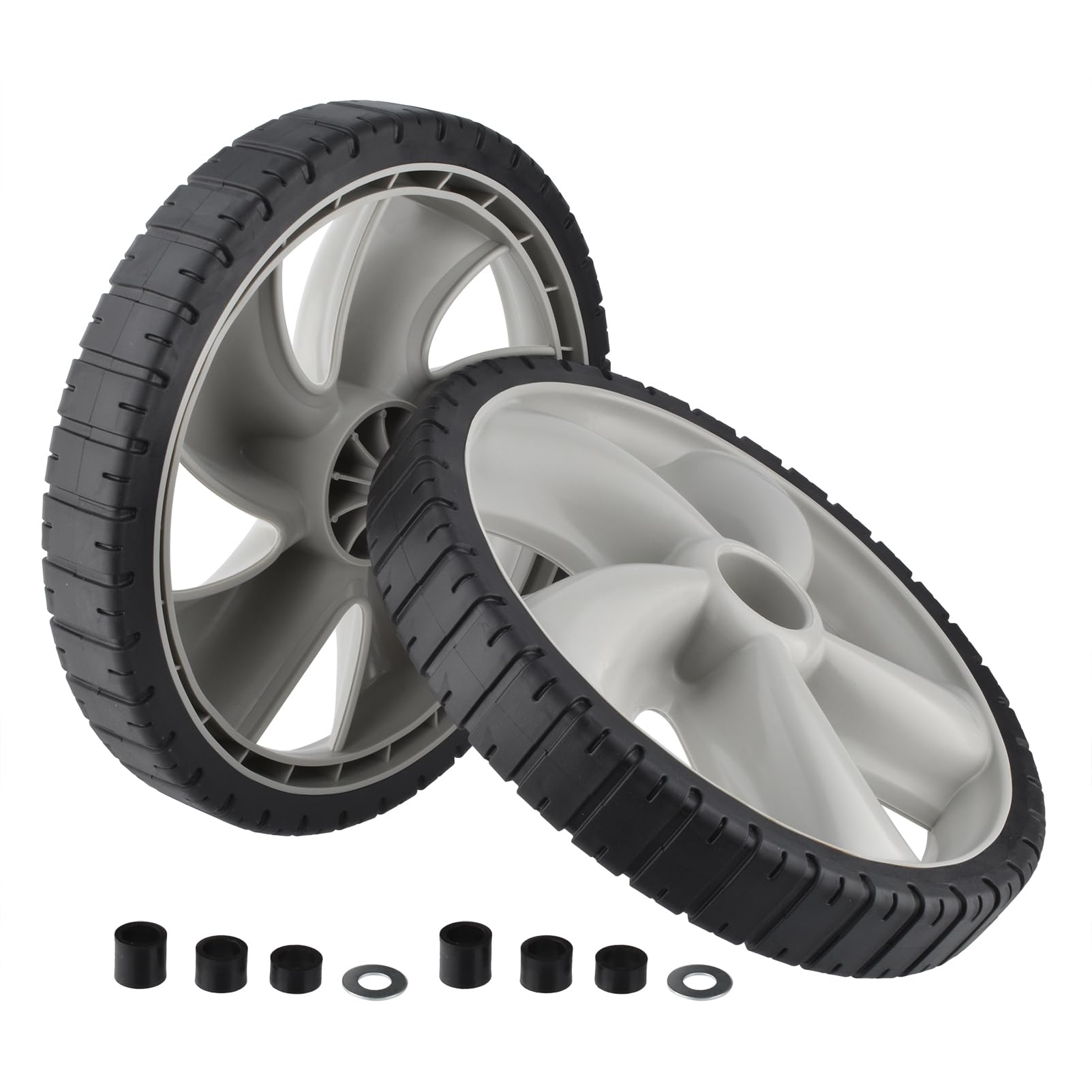 2 Pezzi Ruota in plastica 12 Pollici 490-324-0002 per Craftsman per Poulan per Brute per Honda per Husqvarna per Macchine da Cantiere per Tosaerba con Guida a Terra