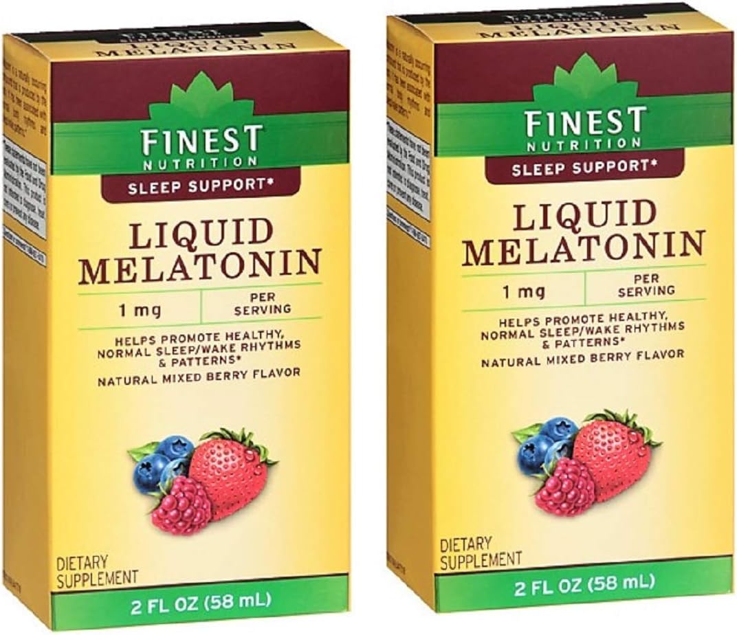Finest Nutrition Melatonin 1 mg. Liquid Melatonin Mixed Berry Flavor, 2 oz. x 2 Pack