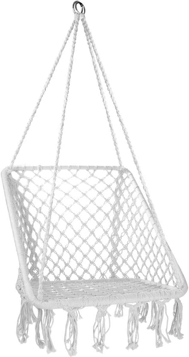 Karriw Hammock Chair Macrame Swing, Cotton Hanging Swing Chair for Indoor, Outdoor