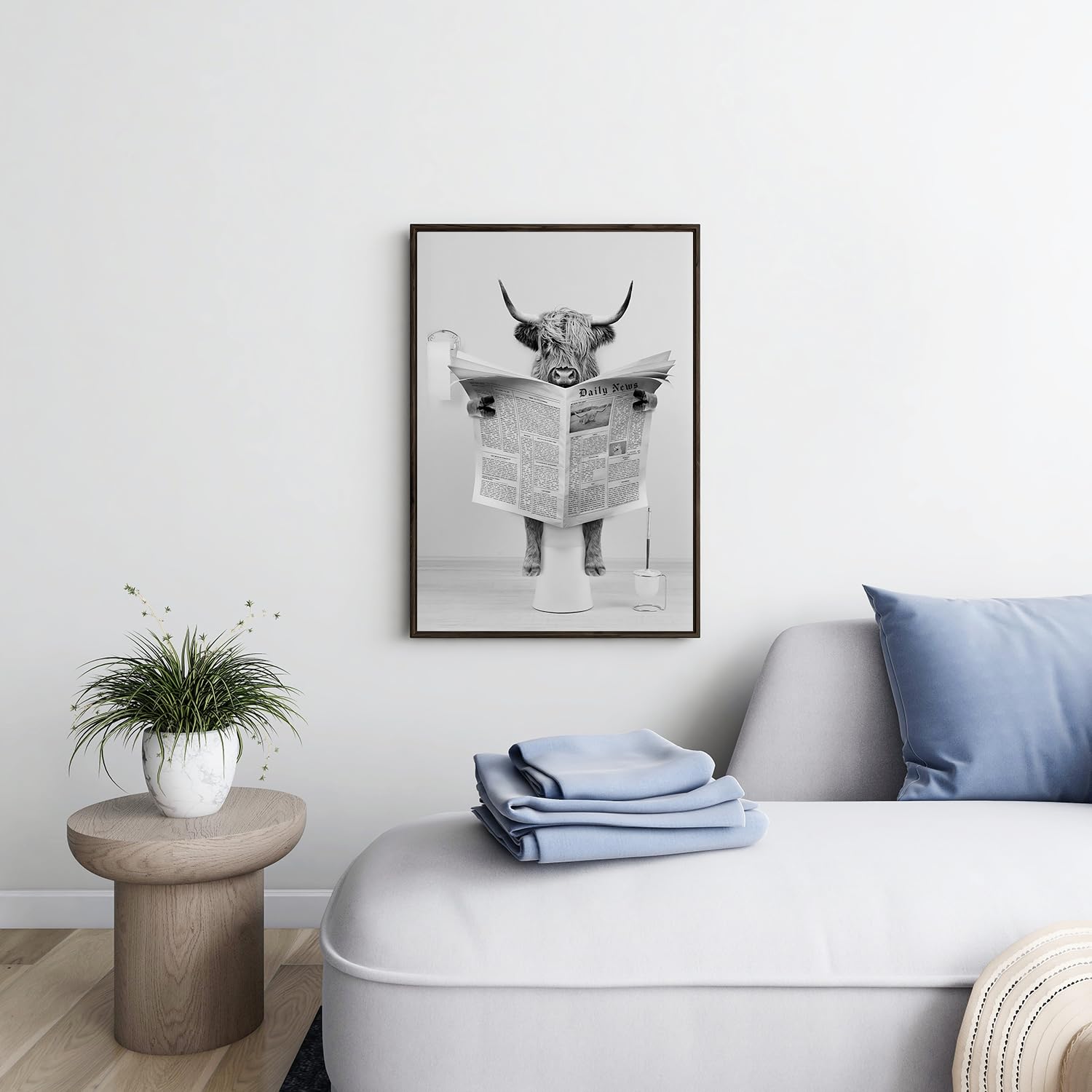 JNAOZI Bathroom Black and White Canvas Painting, Black White Vintage Canvas Pictures - Image 3