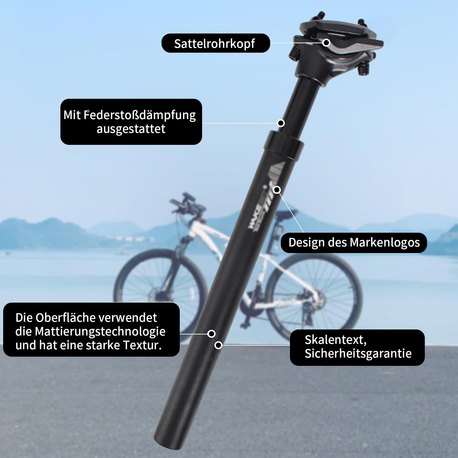 Tija de sillín con resorte ajustable | Tija de sillín con suspensión 27,2 30,9 31,6 mm | Tija de sillín de suspensión para bicicleta de montaña eléctrica Trekking City Bike | Sillín de