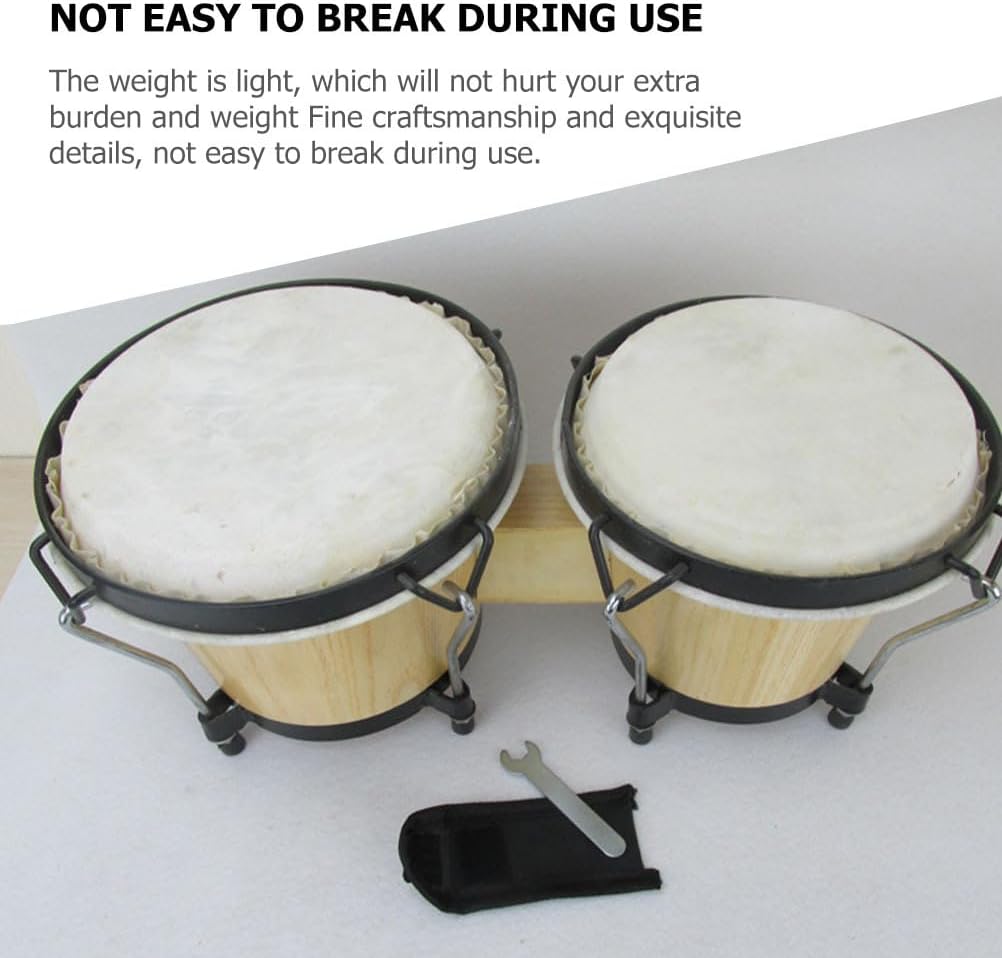 2Pcs African Drum, Natural Goat Leather Drum Covers, 11.81 Inch Bongo Heads, Percussion Instrument Replacement Parts for Use, Brown Bongo Skin