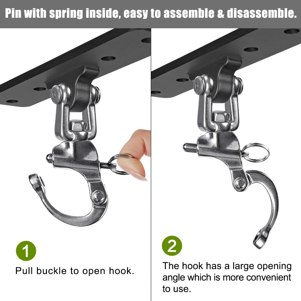 Dolibest Heavy Duty Punching Bag Hanger with Chains, 900LB Capacity 360°+180° Rotation Ceiling Hook, Universal Mount for Boxing MMA Heavy Bags, Home Gym & Training Systems (Easy Install)