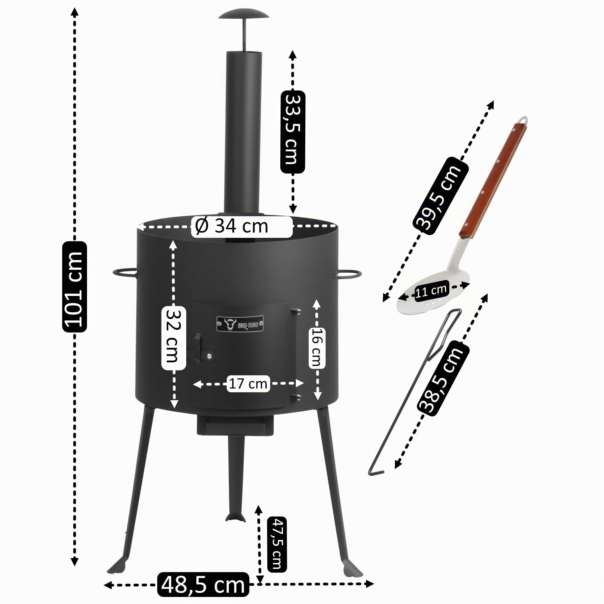 BBQ-Toro Fonte Kazan avec four Kazan Ø 34 cm | Marmite en fonte de 12,1 l avec couvercle, marmite en fonte | Chaudron à goulasch, chaudière à feu, four d'extérieur | Four à feu, four à ragoût, foyer