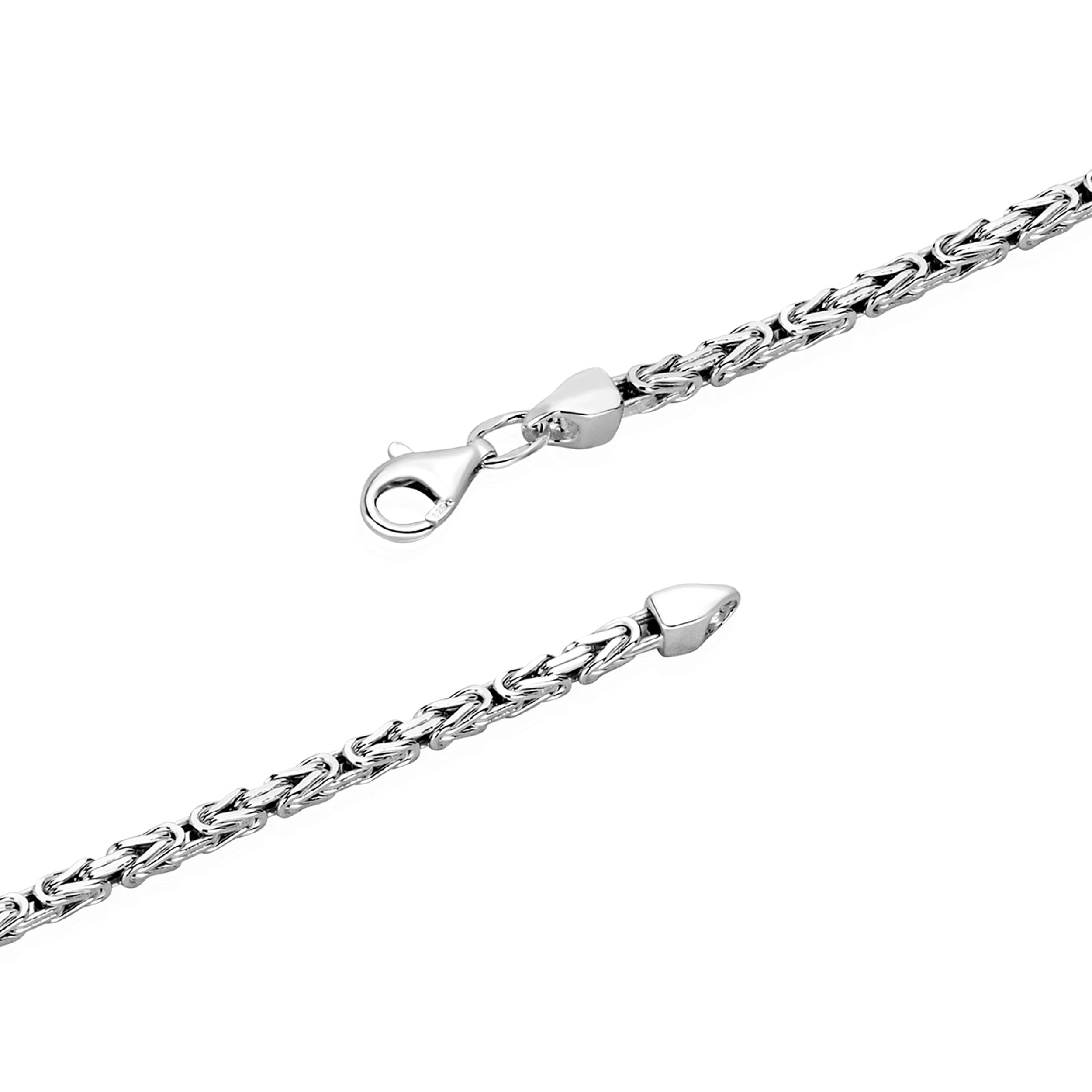 NKlaus Massive Königskette - Kette Echt Silber 925 (Länge r wählbar: 19,5cm - 80cm) - Sterling Silberkette Herren - Sterlingsilber Königs kette vierkant Diamantiert - Herrenkette - Collier 2.3mm breit