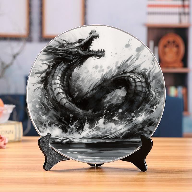 Impressionist Style 10-inch Ceramic Plate for Wall Display or Tabletop, with Stand & Hook DP-008660943