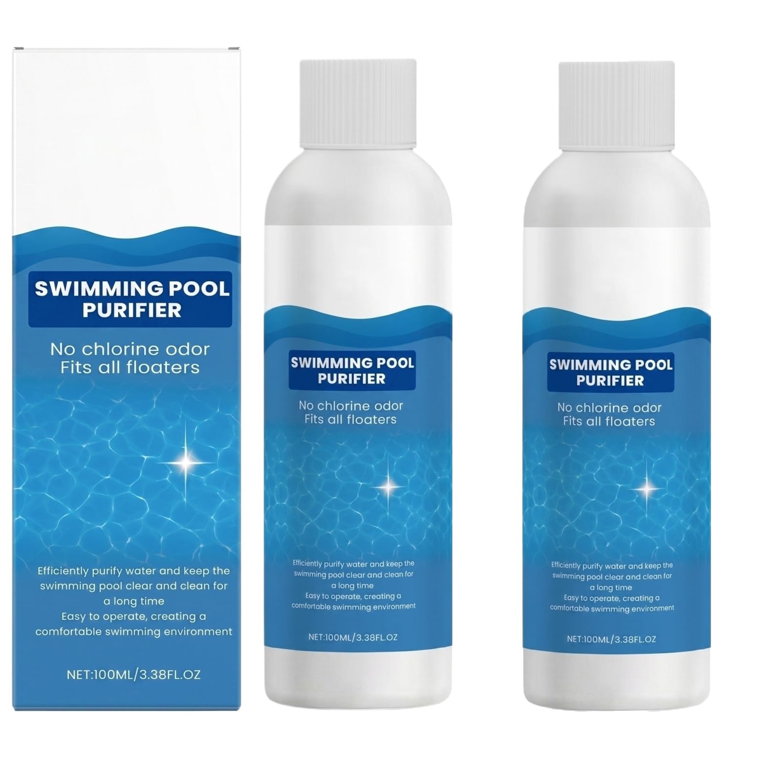 Pool Purification Liquid, Quickly Dissolving Cleaning Liquid, Swimming Pool Clarifier Liquid, Removes Unpleasant Odors, And Cleans Dirt Cloudiness for Inground & Above Ground Pools (2PC)